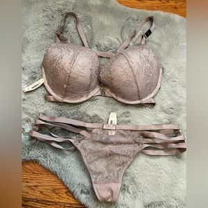 Victoria’s Secret strappy bra and panty set. Size 34DD and size Medium